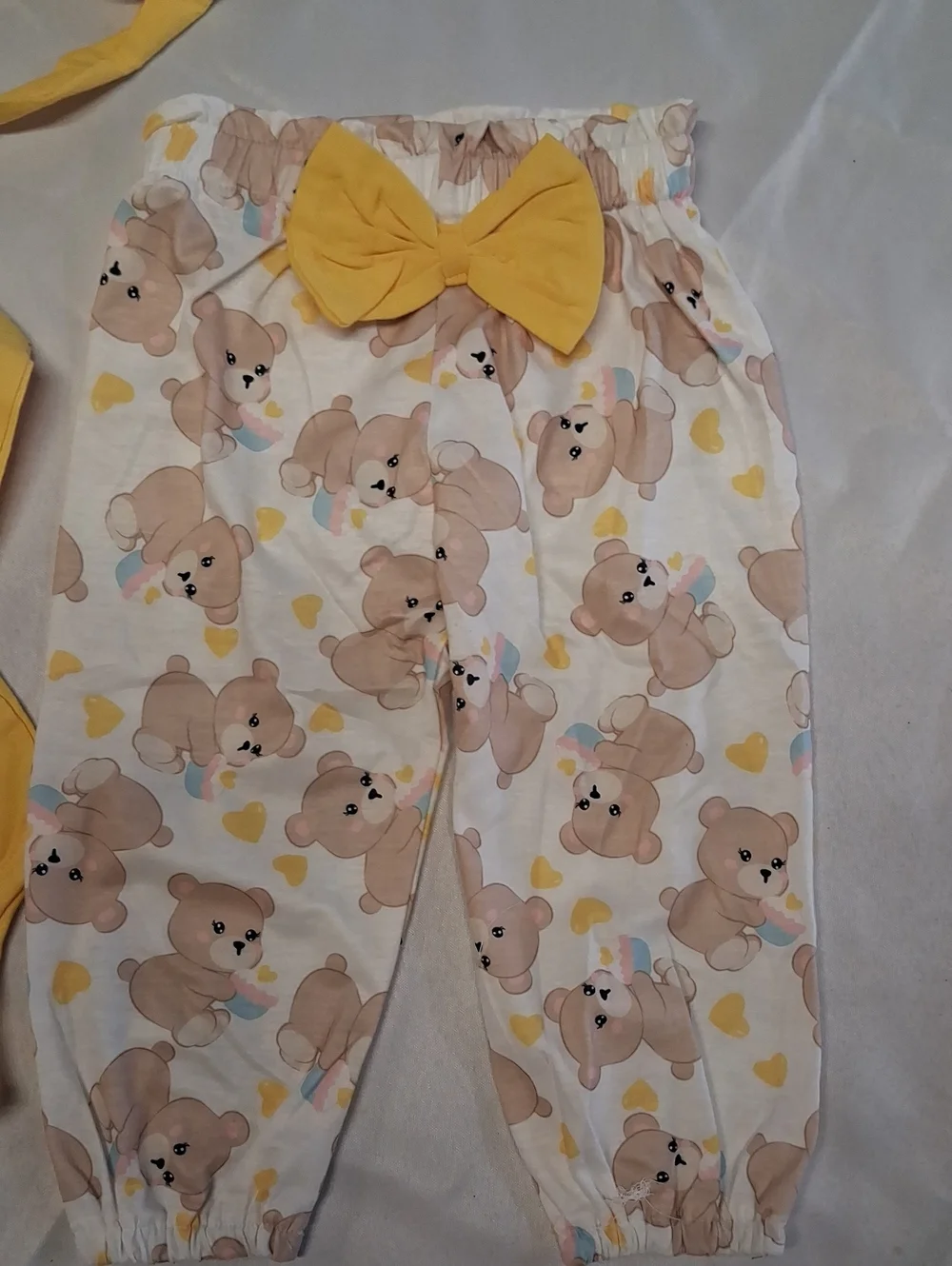 NWT Yellow Baby Bear Bodysuit & Bear Print Pants Set with Headband